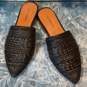 Lucky Brand Black Braided Mules